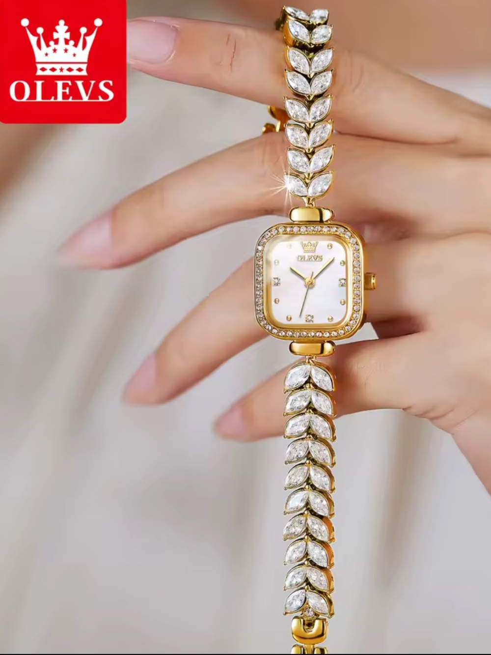Nordstrom Gold and White Crystal Bracelet Watch